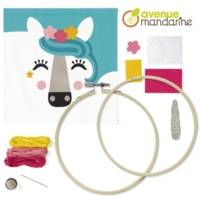 Kit broderie enfant Pix Gallery - Tambourin rond 13 cm Licorne - AVENUE MANDARINE