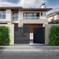 Portail battant HESTIA alu gris anthracite structuré - Gedimat - GARDEN GATE