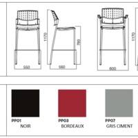 Tabouret CINE 4 pieds assise/dossier polypro - Mobilier - Collectivité