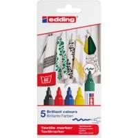 Marqueur pour textiles 4500 Etui de 5 'basic' couleurs 2-3 mm - EDDING