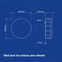 Lot de 2 Aimants Solid Ø 38 mm 2,5 kg puissance Rouge