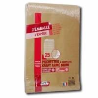 Paquet de 25 sacs à soufflets kraft armé brun n°26 280x375 130g