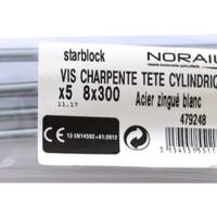 Vis STARBLOCK charpente acier zingué tête cylindrique empreinte Torx 8 x 300 mm - Gedimat - NORAIL