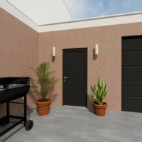 Porte de service alu AZANA gris texturé dormant 63 mm avec tapées pour isolation 160 mm - 215 x 90 cm - Gedimat - GARDEN GATE