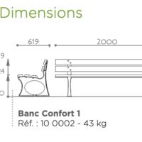 Banc d'extérieur 3 places Confort 1 pietement fonte noir