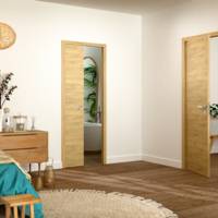 Bloc-porte pleine BERING décor chêne naturel Hui.72 à 100 mm - 204 x 93 cm - Gedimat - SOGAL