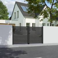Portail battant MERLIN alu gris taupe - Gedimat - GARDEN GATE