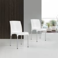Chaise JENNY coque polypropylène piètement aluminium - T6 - Blanc - Mobidecor
