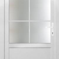 Porte de service PVC BIZERTE blanc vitrée avec croisillons gauche poussant - Gedimat - EUROPEN