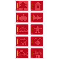 Ardoise magnétique 21 x 17cm rouge avec 10 fiches dessin