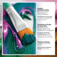 Set 24 flacons acrylique multisurfaces 59ml brillant couleurs assorties + accessoires - PÉBÉO