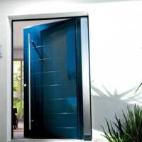 Porte d'entrée alu PHOSPHORE gris satiné domant 77 mm - 215 x 90 cm - Gedimat - BELM