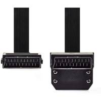 Câble Plat SCART Péritel Mâle - SCART Mâle Coudé 90° 2,0 m Noir