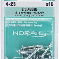 Vis agglo tête fraisée Pozidriv en acier zingué blanc 4 x 25 mm - Gedimat - NORAIL