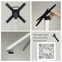 Table rabattable pied blanc 70x70cm blanc chants blancs - terrasse - RestooTab