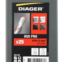 Foret métal HSS meulé PRO din 338 angle 118° D1 à 13mm par 0,5mm - coffret de 25 pièces - Gedimat - DIAGER