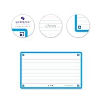 Paquet de 32 Fiches Bristol flashcards 2.0 Non Perforées 75x125 mm A7 ligné turquoise