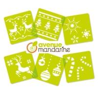 Pochoir enfant noël 2 format 150x150mm translucide set 6 unités