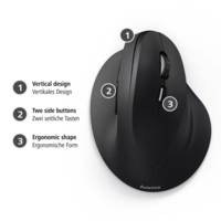Souris sans fil verticale ergonomique "EMW-500", 6 boutons, noire
