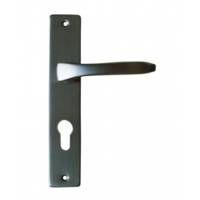 Ensemble de poignées de porte LUNEL sur plaques finition carbone aluminium avec verrou de condamnation - Gedimat - DT 2000