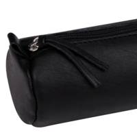 Trousse ronde cuir d'agneau 5,5 x 22 cm.Noir
