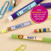 Sachet de 30 étiquettes stylos motifs animaux - 50 x 10 mm