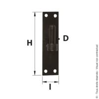 Gond sur platine bout droit noir Ø14 mm - Gedimat - AFBAT