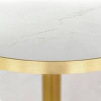 Table pied Doré Ø120cm marbre paros chants laiton - intérieur - RestooTab