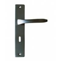 Ensemble de poignées de porte LUNEL sur plaques finition carbone aluminium avec verrou de condamnation - Gedimat - DT 2000