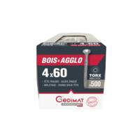 Vis technique TORX zingué blanc - 4 x 30 mm - boîte de 500 pièces - Gedimat - GEDIMAT PERFORMANCE PRO