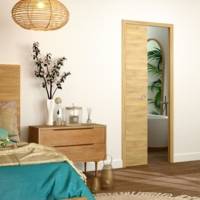 Porte coulissante pleine BERING décor chêne naturel - 204 x 73 cm - Gedimat - SOGAL