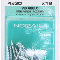 Vis agglo tête ronde Pozidriv en acier zingué blanc 4 x 30 mm - Gedimat - NORAIL