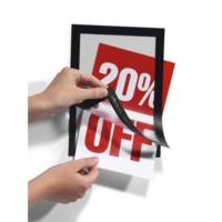 Sachet de 2 cadres d'affichage DURAFRAME adhésifs Magnétique Format A5 Noir - DURABLE