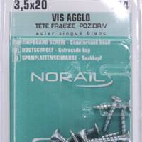 Vis agglo tête fraisée Pozidriv en acier zingué blanc 3,5 x 20 mm - Gedimat - NORAIL
