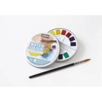 Aquarelle Fine Boîte Ronde en Métal 12 Demi-Godets
