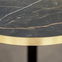 Table pied noir Ø70cm marbre samas chants laiton - intérieur - RestooTab