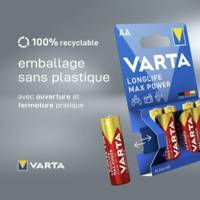 Pack de 4 piles Longlife Max Power AA Mignon LR06
