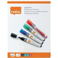 Lot de 10 Marqueurs Effaçables à Sec Liquid Ink Tableau Blanc Pointe Biseautée 4mm - NOBO