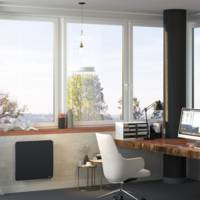 Radiateur connecté à inertie fonte+façade chauffante horizontal HEKLA gris - Gedimat