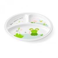 Assiette ronde en mélamine à 3 compartiments décorée ou couleur