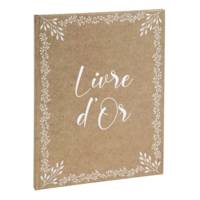 Livre d'or Kraft Vertical 27 x 22 cm Tranche or Titre Lettres dorées - 100 pages