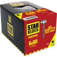 Vis penture STARBLOCK tête large acier zingué 6 x 60 mm - Gedimat