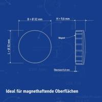 Lot de 4 Aimants Solid Ø 32 mm, 0,8 kg puissance Vert
