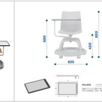 Siège COLLEGE avec tablette base panier 5 - Table - Mobilier scolaire