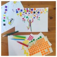 Etui de 2592 Gommettes  carrés 24 planches A5 repositionnables et détourées multicolore