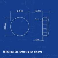 Pack 4 Aimants MAULSolid Ø 38 mm 1,5 kg Puissance Vert