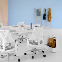 Fauteuil SAYL Herman MILLER dossier blanc tissu PHOENIX au choix avec accoudoirs