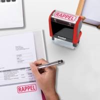 Tampon X-print 4912 Formule Commerciale Texte + Picto "RAPPEL" Rouge - TRODAT