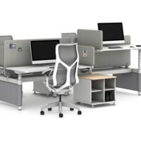 Fauteuil COSM haut dossier mineral Herman MILLER avec accoudoirs Leaf (feuille)