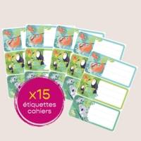 Étiquettes Scolaires Jungle 15 Pièces - Paresseux, Toucan, Koala - 76 x 34 mm